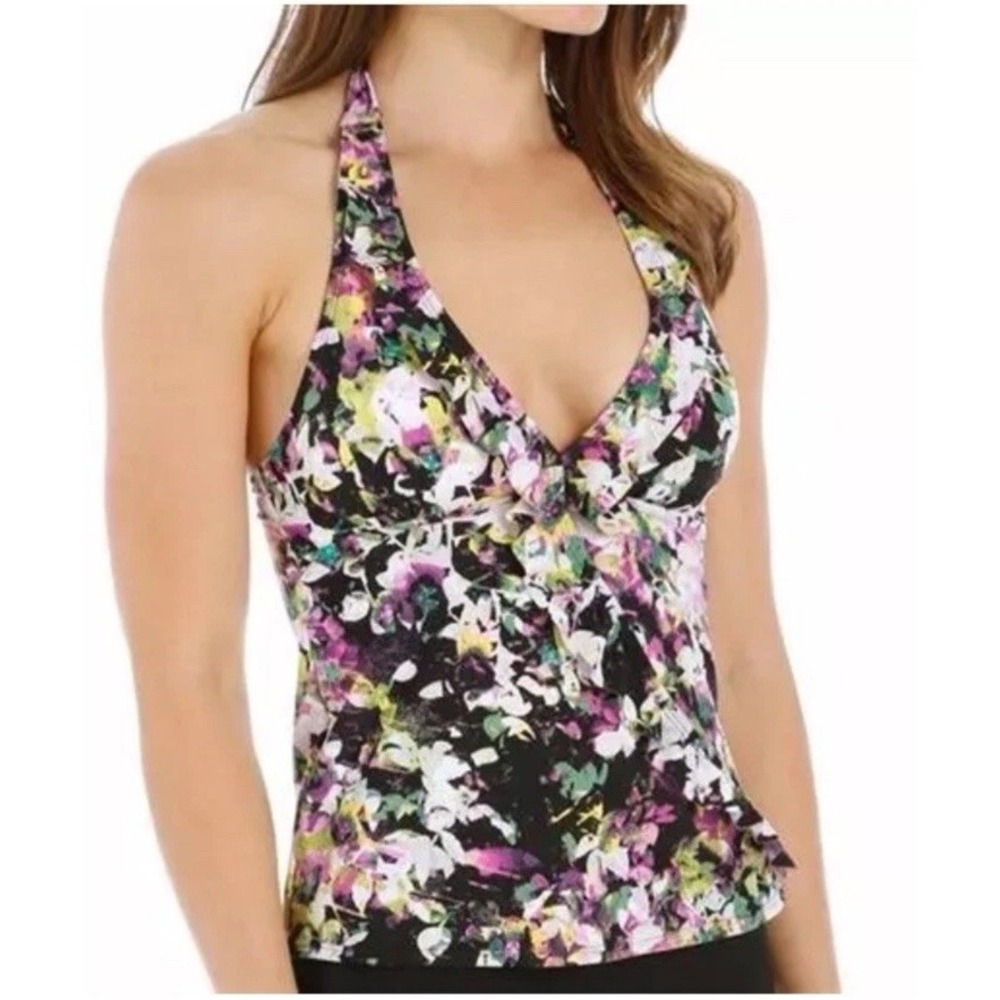 Assets Sara Blakely Glamour Ruffle Tankini Swim Top 1708 Floral / Size XL